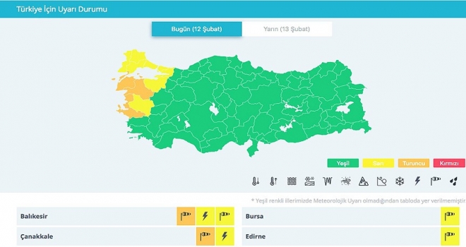 Renk kodlu ilk meteorolojik uyarı yapıldı